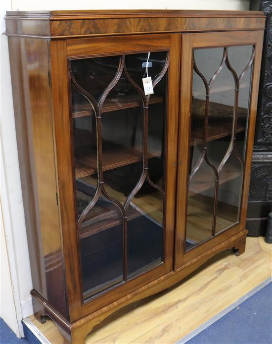 A mahogany glazed low bookcase W.124cm